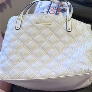 Elegant White Quilted Tote Bag